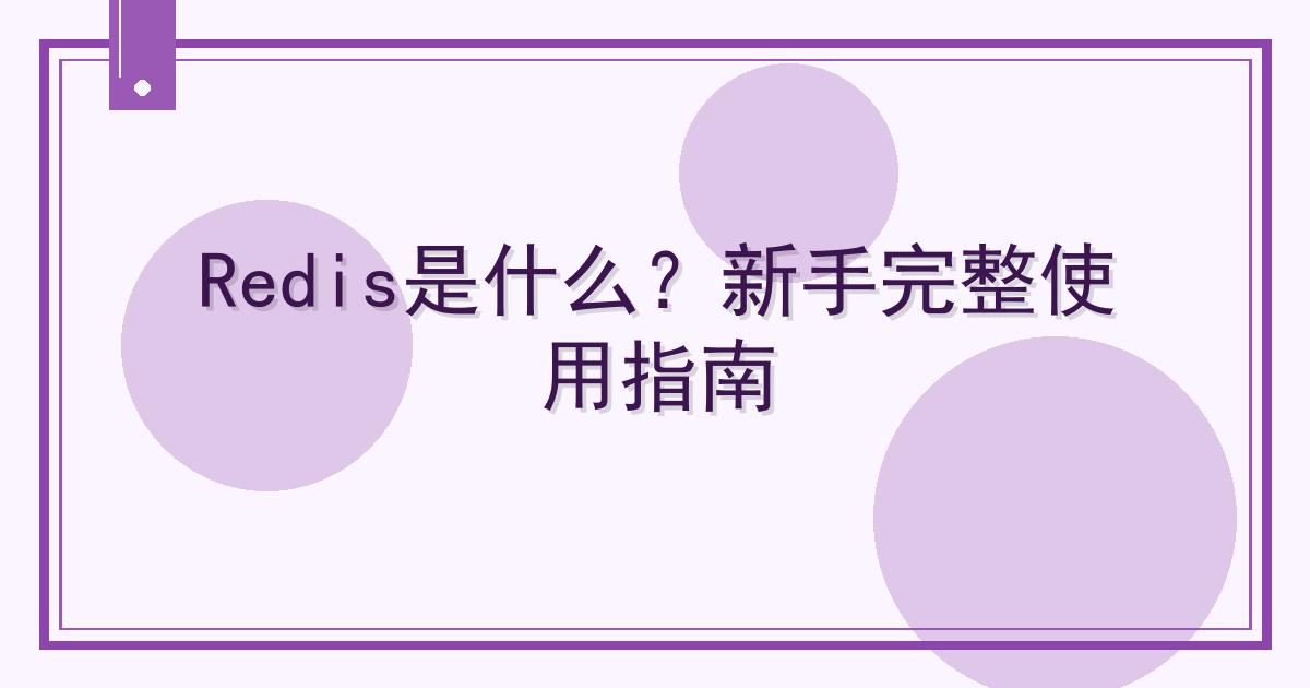 Redis是什么？新手完整使用指南